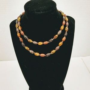Earth tone multicolored beaded necklace
